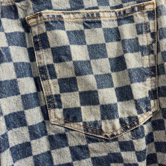 Reformation Cynthia Checkerboard High Rise Straight Jeans, Blue 29 - Picture 5 of 7